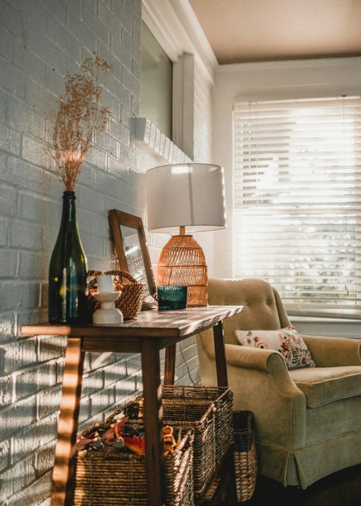 Cozy corner sitting area near client, Kelly's window in her new lease to own townhome in Durham, NC