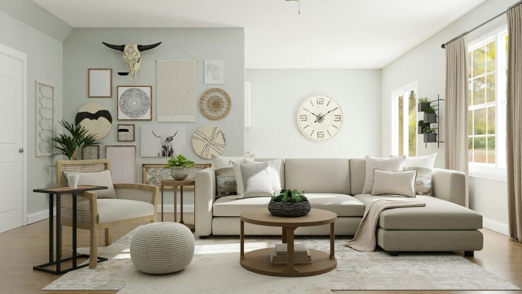 A beautifully designed living room with a welcoming atmosphere, featuring stylish furniture and elegant decor. A perfect place to call home with our lease-to-own program.