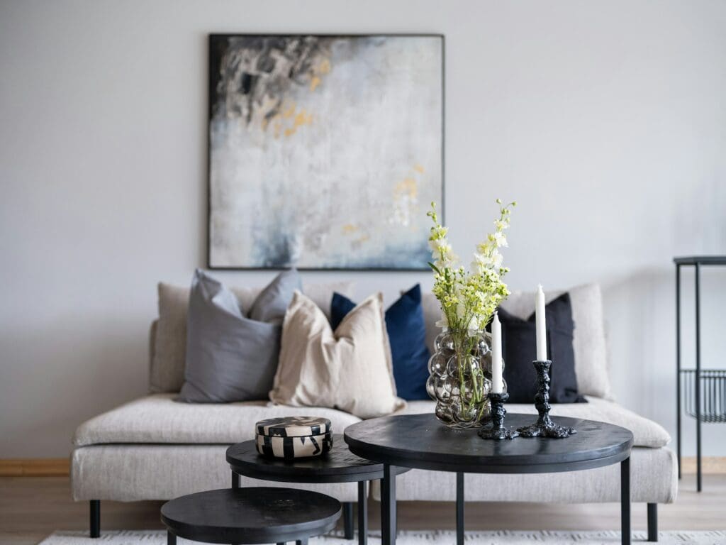 A stylish and inviting living room that reflects the comfort and stability offered by Lease-to-Own programs, providing a flexible path to homeownership with equity-building benefits.