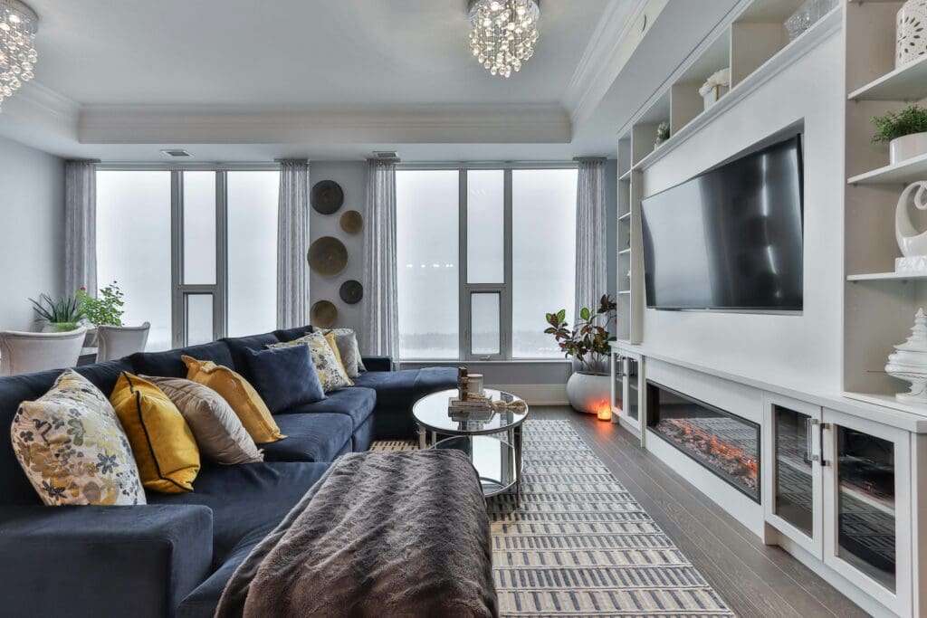 Modern living room with natural light in a Lease-to-Own home the Triangle.