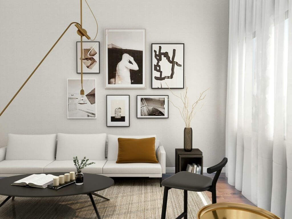 Modern living room with comfortable seating and soft tones, perfect for those considering rent to own Raleigh as a smarter step toward homeownership.