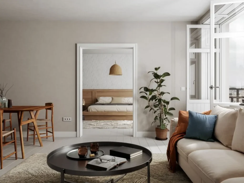 Modern Raleigh living room interior representing the lease-to-own path to homeownership for self-employed professionals.